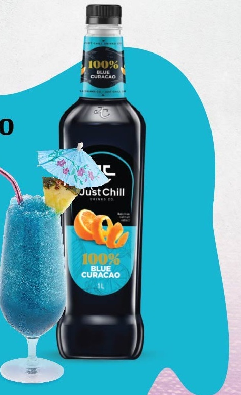 100% Blue Curacao recipe with Just Chill products